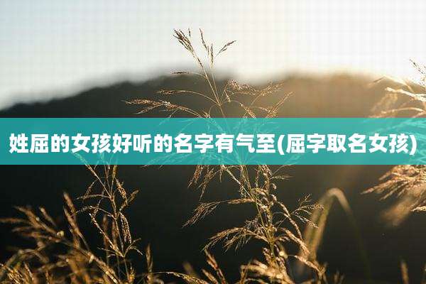姓屈的女孩好听的名字有气至(屈字取名女孩)