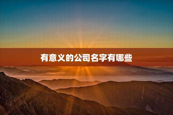 有意义的公司名字有哪些