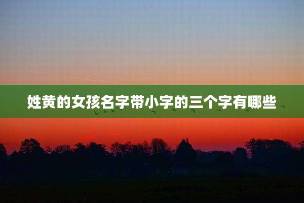 姓黄的女孩名字带小字的三个字有哪些