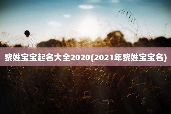 黎姓宝宝起名大全2020(2021年黎姓宝宝名)