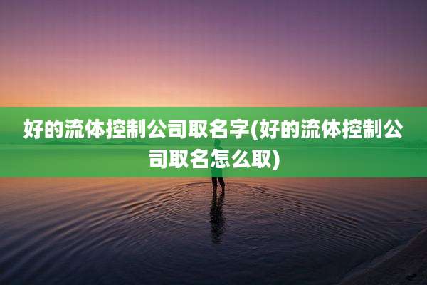 好的流体控制公司取名字(好的流体控制公司取名怎么取)