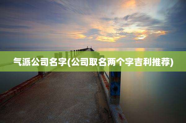 气派公司名字(公司取名两个字吉利推荐)