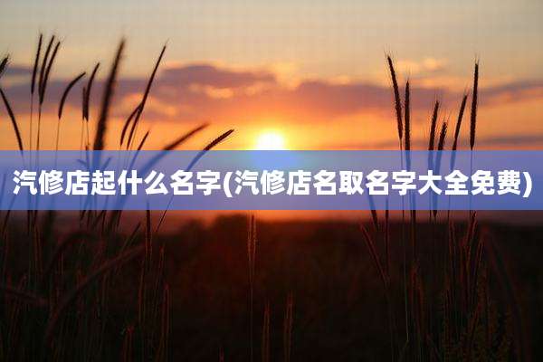 汽修店起什么名字(汽修店名取名字大全免费)