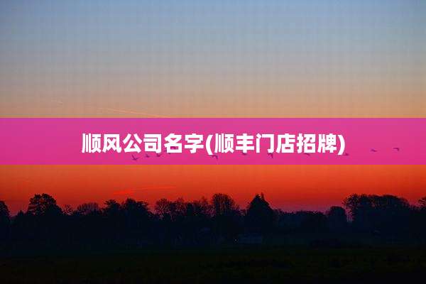 顺风公司名字(顺丰门店招牌)