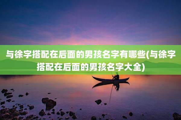 与徐字搭配在后面的男孩名字有哪些(与徐字搭配在后面的男孩名字大全)