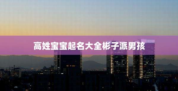 高姓宝宝起名大全彬子派男孩