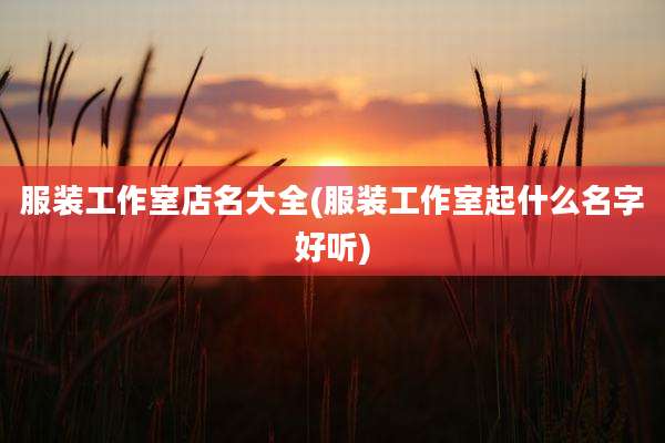 服装工作室店名大全(服装工作室起什么名字好听)