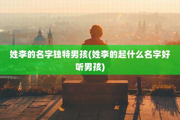 姓李的名字独特男孩(姓李的起什么名字好听男孩)