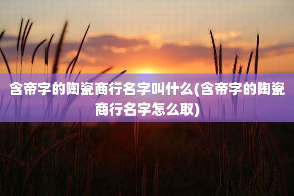 含帝字的陶瓷商行名字叫什么(含帝字的陶瓷商行名字怎么取)