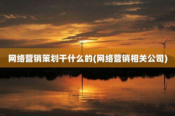 网络营销策划干什么的(网络营销相关公司)