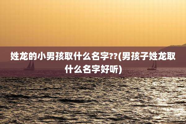 姓龙的小男孩取什么名字??(男孩子姓龙取什么名字好听)
