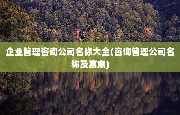 企业管理咨询公司名称大全(咨询管理公司名称及寓意)