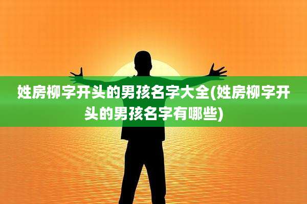 姓房柳字开头的男孩名字大全(姓房柳字开头的男孩名字有哪些)