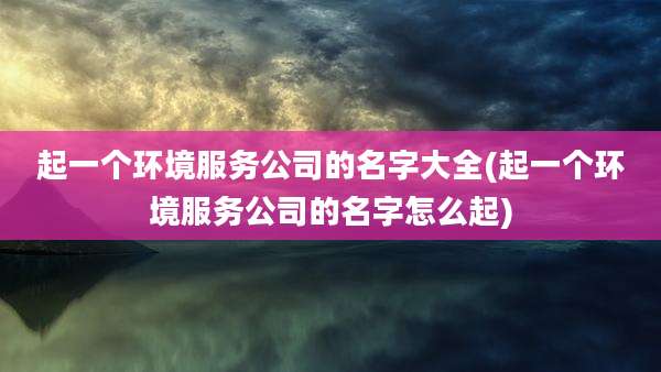 起一个环境服务公司的名字大全(起一个环境服务公司的名字怎么起)