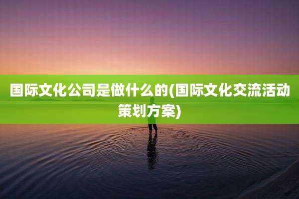 国际文化公司是做什么的(国际文化交流活动策划方案)