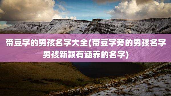 带豆字的男孩名字大全(带豆字旁的男孩名字男孩新颖有涵养的名字)