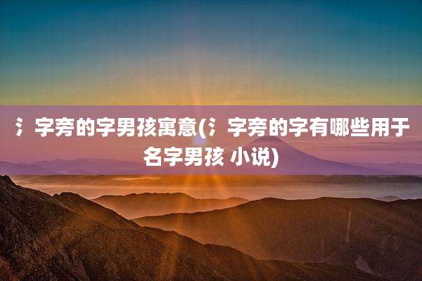氵字旁的字男孩寓意(氵字旁的字有哪些用于名字男孩 小说)