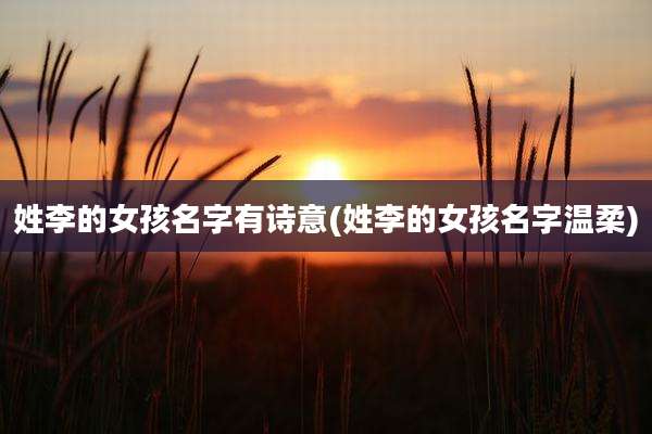 姓李的女孩名字有诗意(姓李的女孩名字温柔)