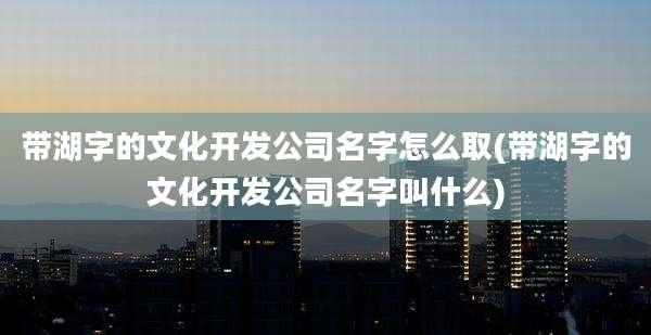 带湖字的文化开发公司名字怎么取(带湖字的文化开发公司名字叫什么)