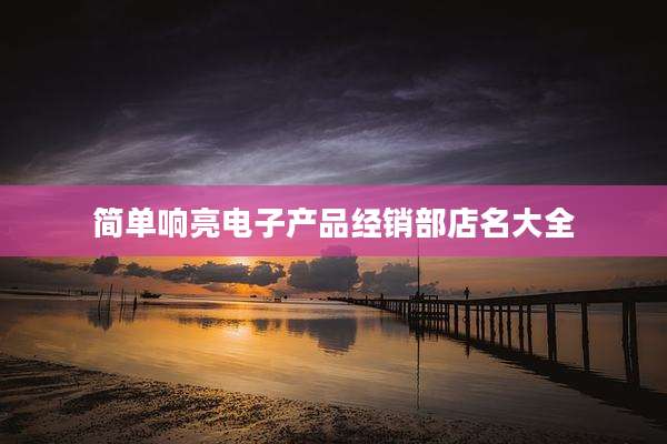 简单响亮电子产品经销部店名大全