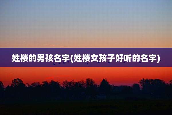 姓楼的男孩名字(姓楼女孩子好听的名字)
