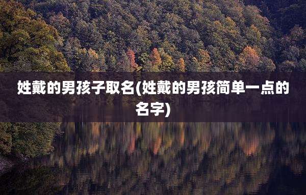 姓戴的男孩子取名(姓戴的男孩简单一点的名字)