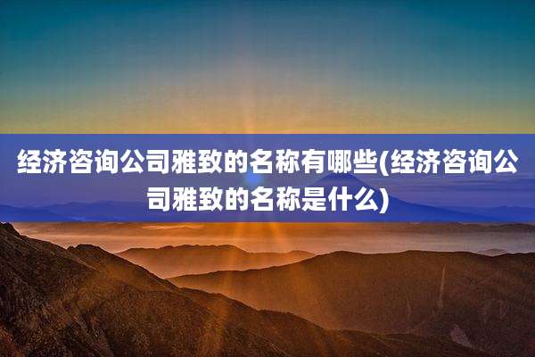 经济咨询公司雅致的名称有哪些(经济咨询公司雅致的名称是什么)