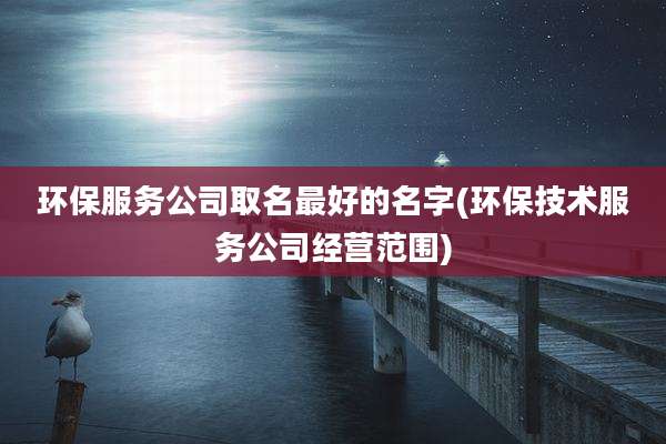 环保服务公司取名最好的名字(环保技术服务公司经营范围)