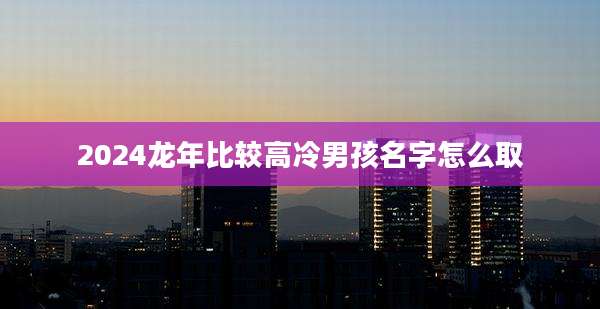 2024龙年比较高冷男孩名字怎么取