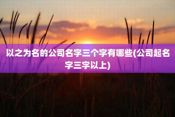 以之为名的公司名字三个字有哪些(公司起名字三字以上)