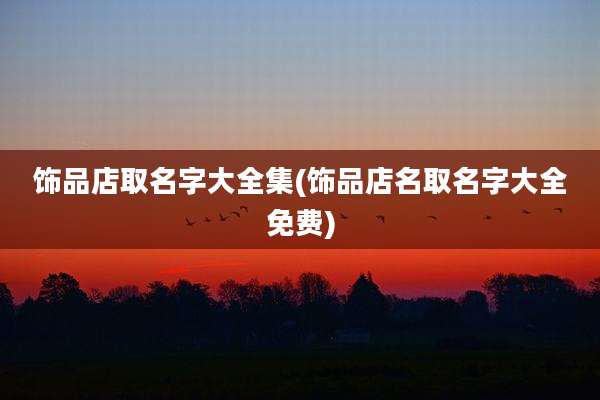 饰品店取名字大全集(饰品店名取名字大全免费)