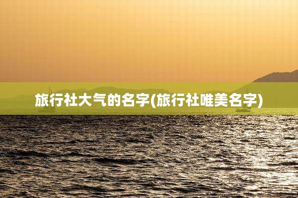 旅行社大气的名字(旅行社唯美名字)