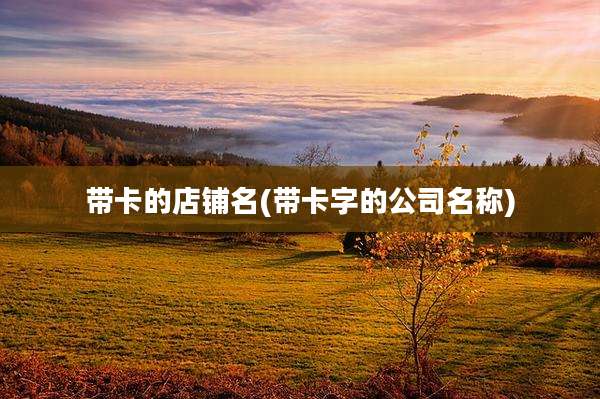 带卡的店铺名(带卡字的公司名称)