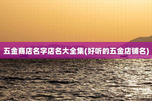 五金商店名字店名大全集(好听的五金店铺名)