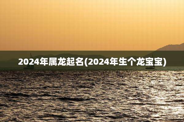 2024年属龙起名(2024年生个龙宝宝)