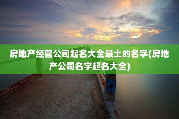 房地产经营公司起名大全最土的名字(房地产公司名字起名大全)