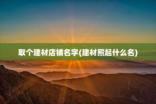 取个建材店铺名字(建材照起什么名)