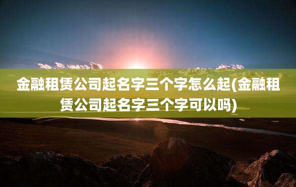 金融租赁公司起名字三个字怎么起(金融租赁公司起名字三个字可以吗)