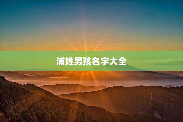 浦姓男孩名字大全