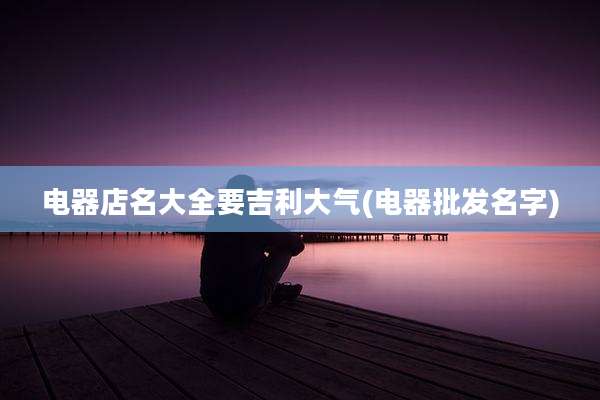 电器店名大全要吉利大气(电器批发名字)