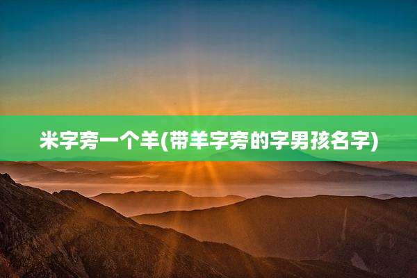 米字旁一个羊(带羊字旁的字男孩名字)