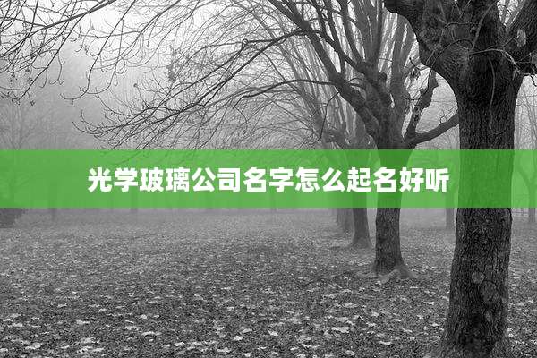 光学玻璃公司名字怎么起名好听