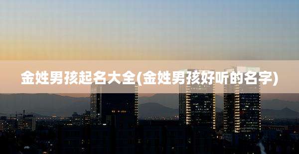 金姓男孩起名大全(金姓男孩好听的名字)