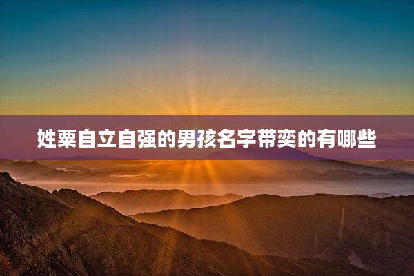 姓粟自立自强的男孩名字带奕的有哪些