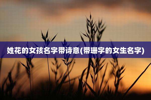 姓花的女孩名字带诗意(带珊字的女生名字)