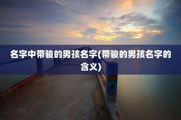 名字中带骏的男孩名字(带骏的男孩名字的含义)