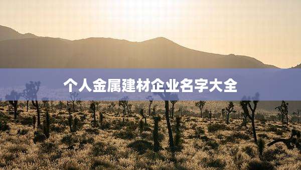 个人金属建材企业名字大全