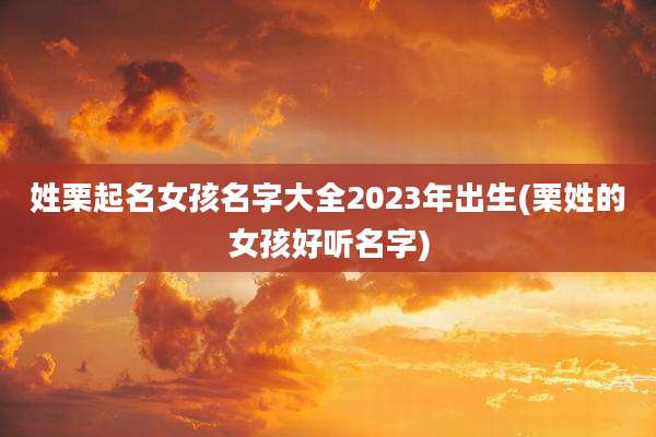 姓栗起名女孩名字大全2023年出生(栗姓的女孩好听名字)