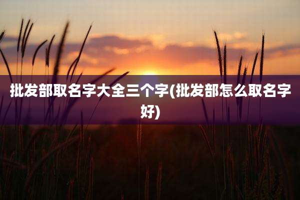 批发部取名字大全三个字(批发部怎么取名字好)