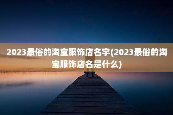 2023最俗的淘宝服饰店名字(2023最俗的淘宝服饰店名是什么)